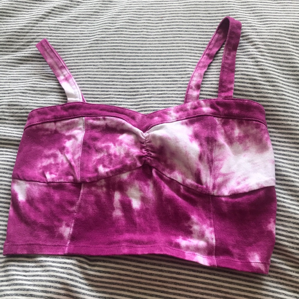 Pink and white crop top